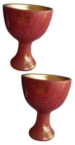 Zerodeko 2 Piezas Grial Mágico Copa De Cálices Adorno De Copa De Altar Taza De Ofrenda Suministros De Copa De Adoración Copas De Vino De Comunión Copa Cáliz Vintage Pentagrama Jones Resina