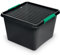 Aufbewahrungsbox Mit Deckel Clips Eco Box Organizer Ideal für Haus, Büro, Garage, Lager, Sortierbox Aufbewahrung Sortimentskasten Plastikbox Schwarz (32 l)