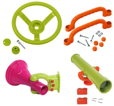 Sharplace 4Pcs Playground Accessories,Pirate Ship Wheel for Kids,Swingset Attachments for Treehouse,Outdoor Playhouse,Ages 3 Older Kids