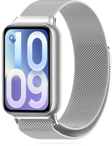 NicMool Armband für Xiaomi Smart Band 10/9/8 Pro/Redmi Watch 6 Active/Lite | für Redmi watch 6 Active/6 Lite/6/5/4/Mi band 10/9/8 pro, Metall Edelstahl Mesh mit Magnetverschluss Uhrenarmband - Silber
