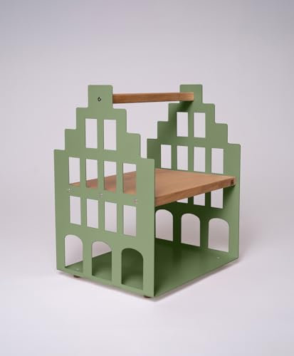 Kawentsmann Zeitungsständer Metall & Holz Nobelstrehle Nr. 2 - Zeitungsständer modern - Zeitschriftensammler - Zeitschriftenständer mit Griff Made in Germany (RAL 6021 Blassgrün)