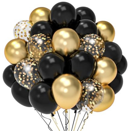 Palloncini Compleanno Oro e Nero, 52 Pezzi Palloncini Neri e Oro Laurea Capodanno Compleanno Decorazioni Per Feste, Palloncini Confetti Neri Decorazioni Anniversario Di Matrimonio