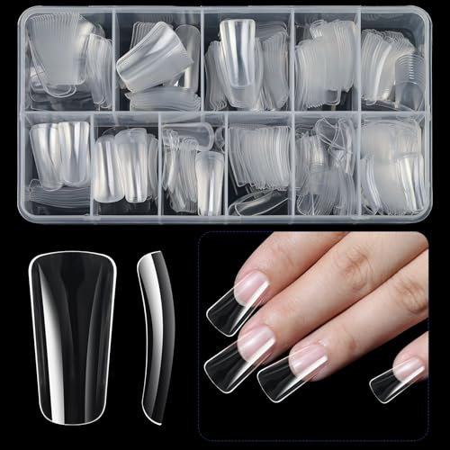 504x Duck Nails Tips For Woman And Girls Curved Nails Tips Press On Nails Tips Half Covers False Nails Clear Nails Tips