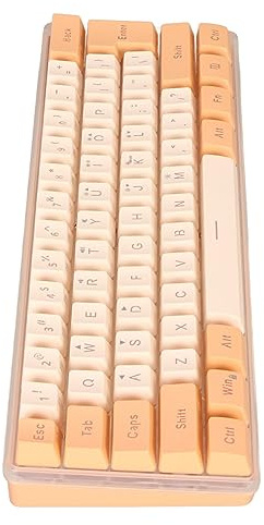 TIKATARER Tastatur, 61-Tasten-Tastatur, Kleine Gaming-Tastatur, Kabelgebundene Gaming-Tastatur, RGB-imitierte Mechanische Technik, Kompakt für Gamer-Schreibkraft (Orange Gelb)