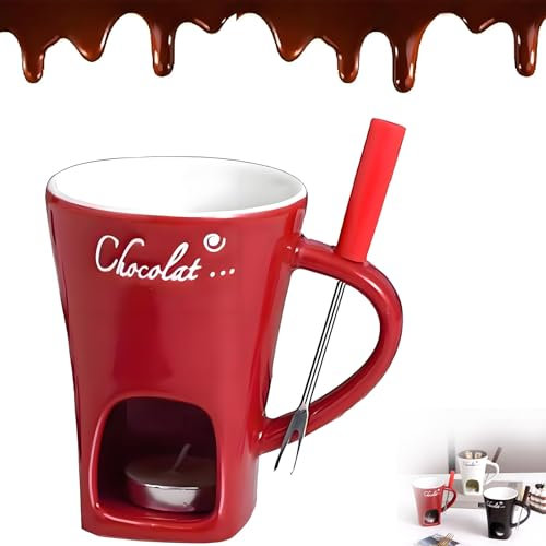 Fondue Cup, Chocolate Fondue Mug, Fondue Cup Set, Individual Fondue Cups, Fondue Cup Microwave, Chocolate Fondue Mug Cup, Chocolate, Fondue Coffee Cups, Fondue Bliss Cup (Red)