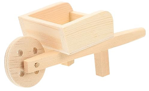 ibasenice Wooden Cart Models for Outdoor Decor Micro Landscape Ornament Miniature Wheelbarrow Model Mini En Wheelbarrow Toy