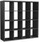 Home Source Chunky Storage Cube Bookcase Wooden Display Unit, Black, 16 Shelf
