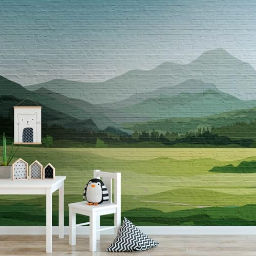 Profhome Papier peint paysage 382981-GU papier peint intissé (TNT) vert gris bleu papier peint panoramique 0,53 m x 20,10 m / 10,39 m2