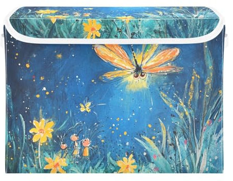 famyily Fairy Floral Garden Storage Bin Organizer and Storage With Lid Handle for Clothes Garage