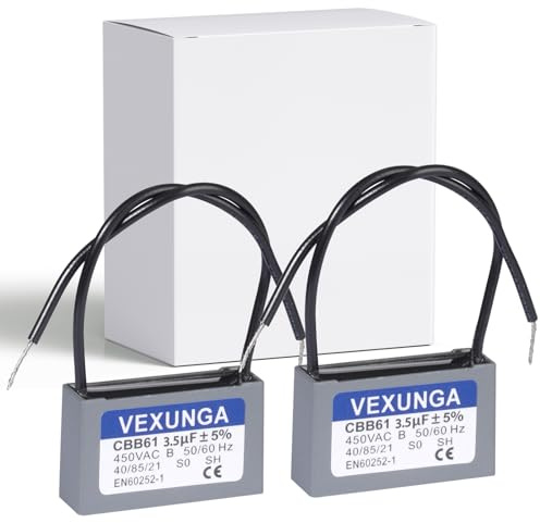 VEXUNGA CBB61 Condensateur 3,5uF 450V Condensateurs Ventilateur Moteur 3.5 uF 450V AC 50/60Hz pour Climatisation (2Pièces)