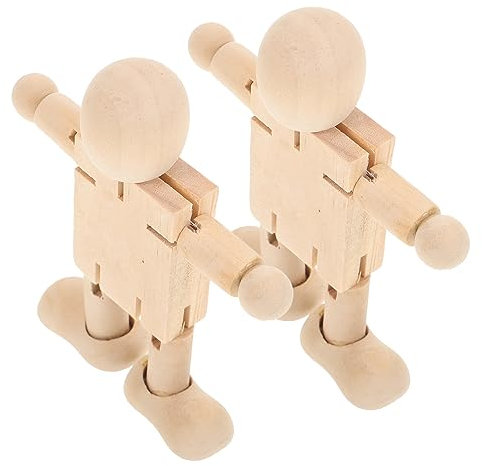 DOITOOL 2Stücke DIY Holzpuppen Graffiti Tischdekoration für Zuhause Unbemalt Bastelprojekt für Erwachsene Hochwertiges Holzhandwerk