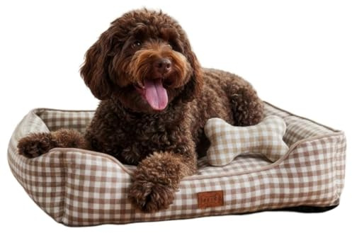 PESK Cama Perros Medianos 67x57x18cm con Hueso de Juguete, Acolchada Relleno de Fibras, Cama Perro Pequeño Lavable, Resistente Mordeduras, Camas Perros Medianos Antideslizante, Dog Bed