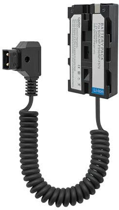 D-Tap to NP-F550 Dummy Battery Coiled Power Cable, Compatible with Sony NP-F550/570/770/970, Atomos Ninja V, Shogun Monitor, LED Lights, V-Mount/Gold-Mount Batteries, 32