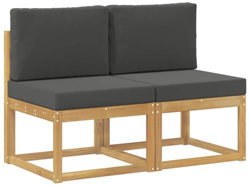 vidaXL 2 Stück Outdoor Mittelsofa Massivholz Akazie Weiß, Moderne, wetterfeste Gartenmöbel, vielseitige Entspannung, Akazienholz, gemütliches Draußenleben
