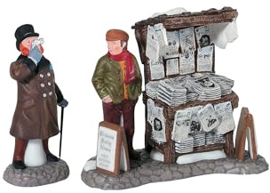 Department 56 Dickens' Village London Newspaper Stand Accessory Figurine (Set of 2), 3.2 Inch