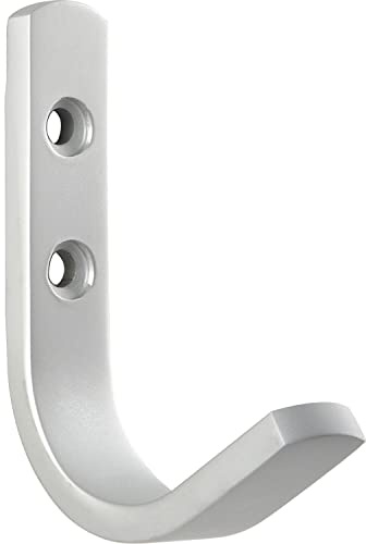 OPO 75 0901 47 Grimme Mantelhaken Majoris (Kleiderhaken), Breite 18 mm Höhe 72 mm, Garderobenhaken Aluminium natur eloxiert, Silber