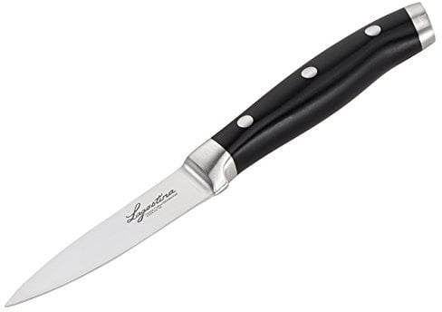 Lagostina Coltello Spelucchino Forgiato, Inossidabile, Manicatura Ergonomica, Nero e Acciaio, Lunghezza Lama 9 cm