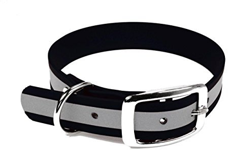 LENNIE BioThane Halsband, Dornschnalle, 19 mm breit, Größe 30-36 cm, Schwarz-Reflex