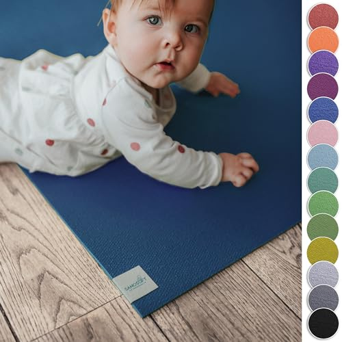 Sanosoft® Krabbelmatte Made in Germany, Öko-Tex Anti-Rutsch Krabbelunterlage - 180cm X 180cm Blau