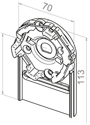 Elero Motorlager für Vorbauelemente | Einbau links oder rechts | Kastengröße 165mm | für RevoLine M Antriebe (Einbau schraublos links)