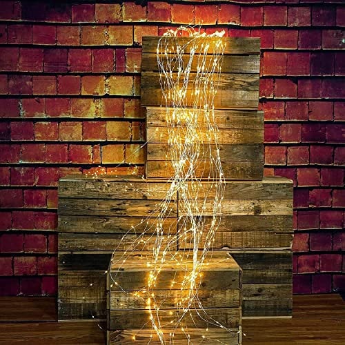 Gresonic Lichterkette Außen Wasserfall Lichterbündel 200 LED Lichterschweif mit Strom, Wasserdichte Lichterstrang für Gießkanne kinderzimmer camping balkon Aussen und Innen Deko Warmweiß