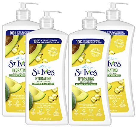St. Ives Hydrating Hand & Body Lotion Moisturiser for Dry Skin Vitamin E & Avocado Made with 100% Natural Moisturisers 21 oz (pack of 4)