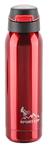 Wasserbecher,Sport Wasserflasche Edelstahl Tragbare Flasche Vakuum Isolierte Trinkbecher Becher Reise Büro im Freien 500ml(Rot)