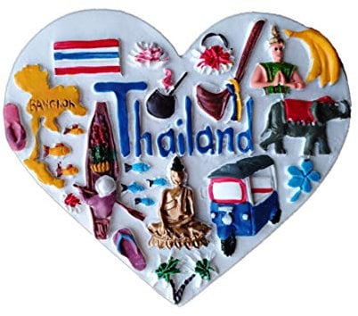 3D Heart Shape Thailand Fridge Magnet Travel Souvenir Gift,Home & Kitchen Decoration Magnetic Sticker Thailand refrigerator magnet collection
