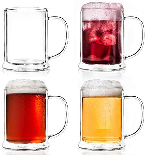 Creano Vaso de cerveza con doble pared (500 ml, 4 x 500 ml)
