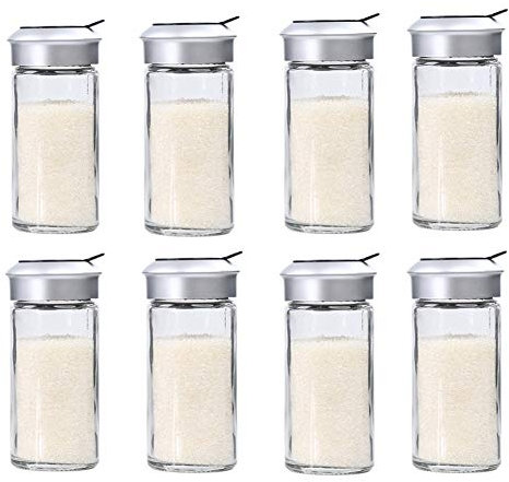 Matty-LZ 3er Set/5er Set/8er Set Glasflasche Gewürzdosen Cruet Vorratsdosen Dressing Gewürzgläser Set Gewuerzstreuer jeder Gewürzglas fasst 100ml (Schwarz, 8er Set)