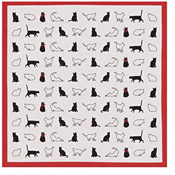 Japanisches Furoshiki-Taschentuch & Bento-Kinchaku-Baumwollstoff, Geschenktuch, handgefertigt in Kyoto Geschenke, Souvenir, (50 x 50 cm, beige Katze)