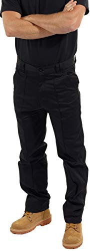 SITE KING Mens Classic Workwear Trousers Size 28 to 56 with Button & Zip Fly (28W / 33L, Black)