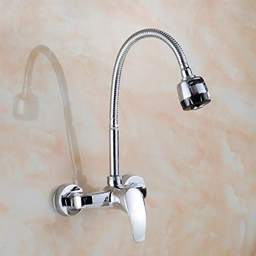 Linyuan Robinet mitigeur mural pour évier de cuisine, finition chromée, mitigeurs de cuisine pour eau chaude et froide