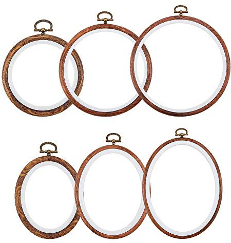 nbeads 6 Stück Stickrahmen Aus Gummi Und Kunststoff, Bambus Hoop Ring 2 Größen Plastic Cicle Und 4 Größen Gummiring Cross Stith Frames Für DIY Sewing Crafts Making