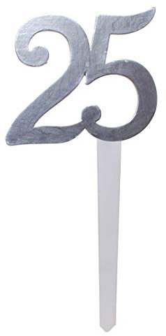 Udo Schmidt 1 Stecker Silber Silberne Zahl 25 aus Holz 24,5 x 11 cm für Silberhochzeit oder Jubiläum