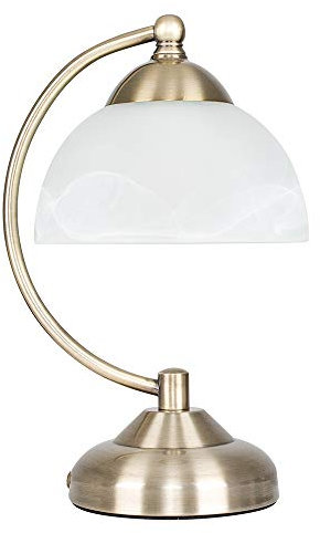 MiniSun | Curved Antique Brass and Frosted Glass Table Lamp | Table Lamps, Home Décor & Improvement Essential | Includes 4W LED Bulb [3000K Warm White]