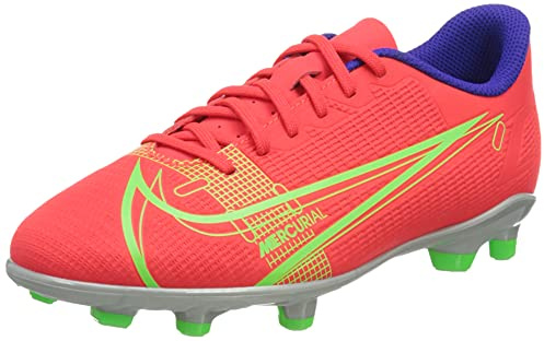 Nike Kinder Jr Vapor 14 Club FG/MG, Bright Crimson/Metallic Silver-Indigo Burst-White-Rage Green, 38 EU