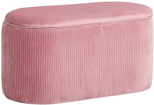 HOMCOM Pouf Panca Contenitore in Velluto Stile Moderno, Panca Imbottita per Camera da Letto, Soggiorno e Ingresso, Rosa, 81x40x41cm