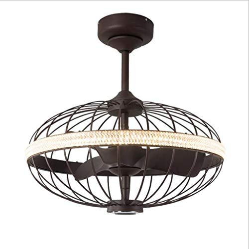 Fan light Ceiling Fan Bluetooth Speaker Ceiling Fan Light Office Bedroom Living Room Industrial Wind Metal Fan Lamp LED Dimming Ceiling Light (Size : 26in)