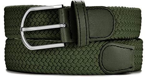 MASADA Stoffgürtel - Dehnbarer Stretch-Gürtel für Damen und Herren 3,2 cm breit elastisch 90-100 cm lang - Olivgrün