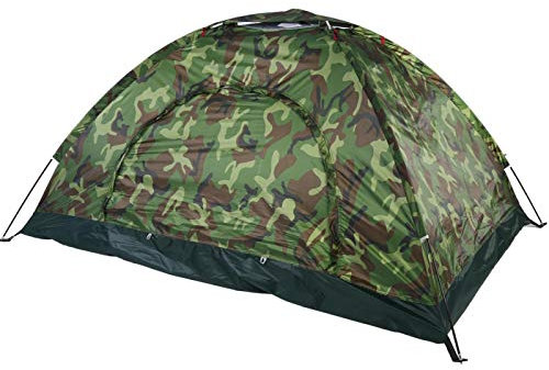 Zelt Wasserdichter UV-Schutz Tragbares 2-Personen-Campingzelt mit Aufbewahrungstasche Stakes Poles (Camouflage)