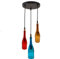 LEDSone 3 Head Wine Bottle Glass Pendant Light, Creative Retro Chandelier for Cafe Restaurant Kitchen Island Bar Dining Room Bar (Multi Colour)