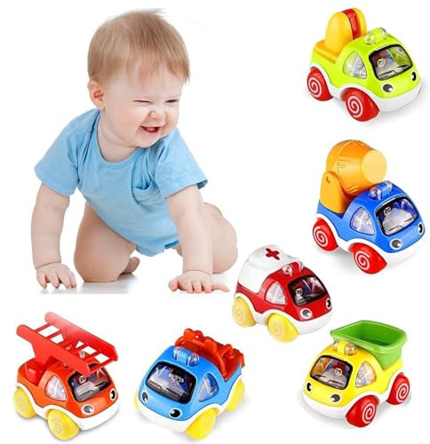BlueFire 6 Pack Jouet Voitures Enfant 1 2 3 Ans, Pull Back Cars Jouets pour Bébés, Mini Petite Voiture Multi-Styles