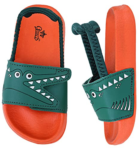 Sandaler Pojkar Flickor med Öppen tå Elastisk Band Sommar Ljus Strandskor och Pool, Orange krokodil, 24 EU
