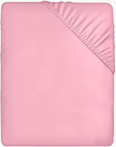 Utopia Bedding - Spannbettlaken 140x200cm - Rosa - Gebürstete Polyester-Mikrofaser Spannbetttuch - 35 cm Tiefe Tasche