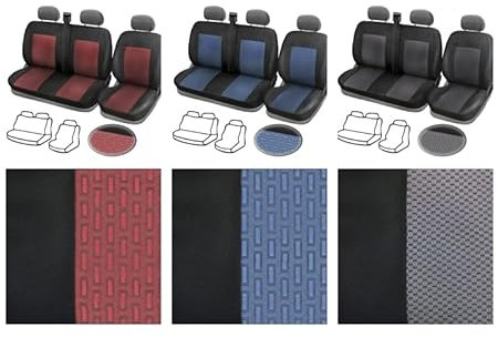 Bus Sitzbezüge 2+1 Schonbezüge Bus Van Polyester Stoff Schwarz Rot Blau EIN Einzelsitz und EIN Doppelbett (Blau)