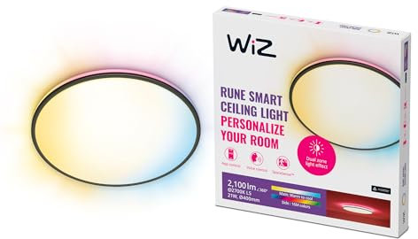 WiZ Tunable White and Color Rune Deckenleuchte (2.100 lm), LED Leuchte mit 16 Mio. Farben oder warm- bis kaltweißem dimmbarem Licht, smarte Lichtsteuerung über WLAN per Stimme/App, schwarz