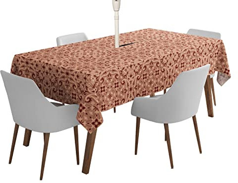 Vargottam Nappe Intérieure/Extérieure 58X82 Pouch Rectangle Nappe avec Trou De Protection Et Zip- Tissu De Table De Patio Étanche- Couvercles De Table pour Table De Jardin - Rose Poussiéreux