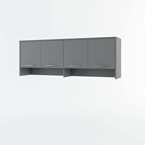 Arthauss Over Bed Cabinet CP-10 for Horizontal Wall Bed in Grey Matt 120cm - Tall Storage Solution for Foldable Bed, Laminated Board, Space-Saving Design