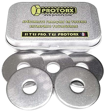 Rondelles Metal Inox M10 : Boite 5pcs Extra Large (Diam.int = 10,5mm x Diam.ext = 36mm) Plate Type LL en Acier Inoxydable A2 | Carrossier Bricolage Réparation | Anti-Corrosion Exterieur-Interieur
